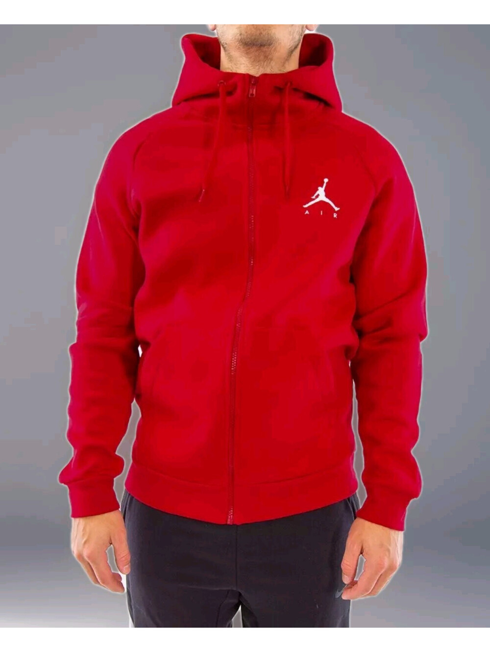 Nike Air Jordan Hoodie Mens XL Red Jumpman Fleece Full Zip Jacket X-Large Bulls